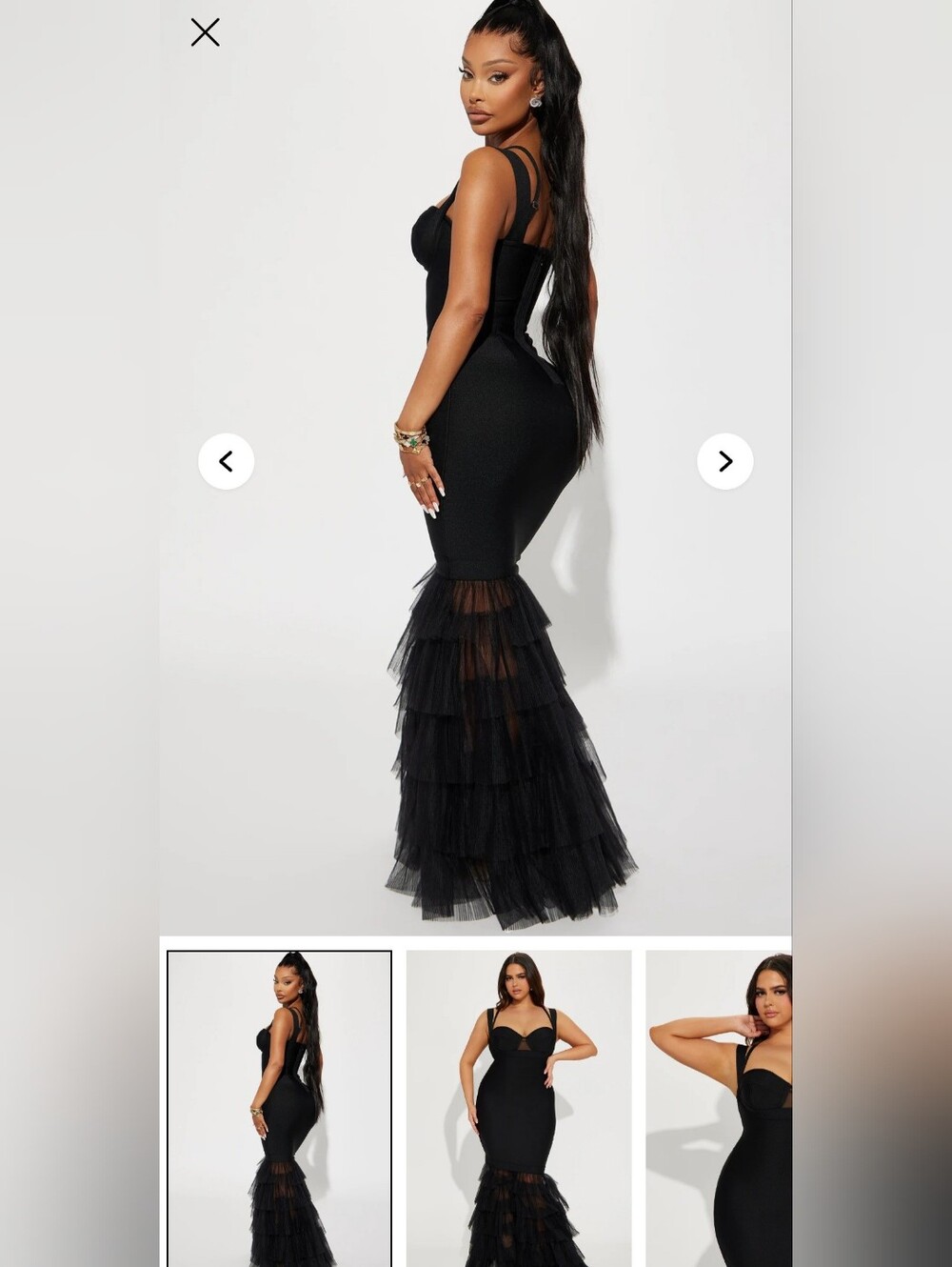 Fashion Nova Black Tulle-Hem Mermaid Maxi Dress - Picture 4 of 8